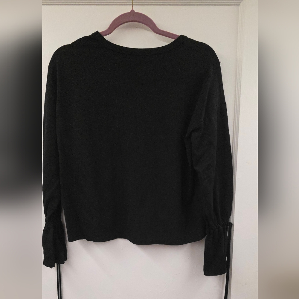 Halogen Black Tie Cuff Long Sleeve Top | Nordstrom | Size XS - Picture 3 of 8